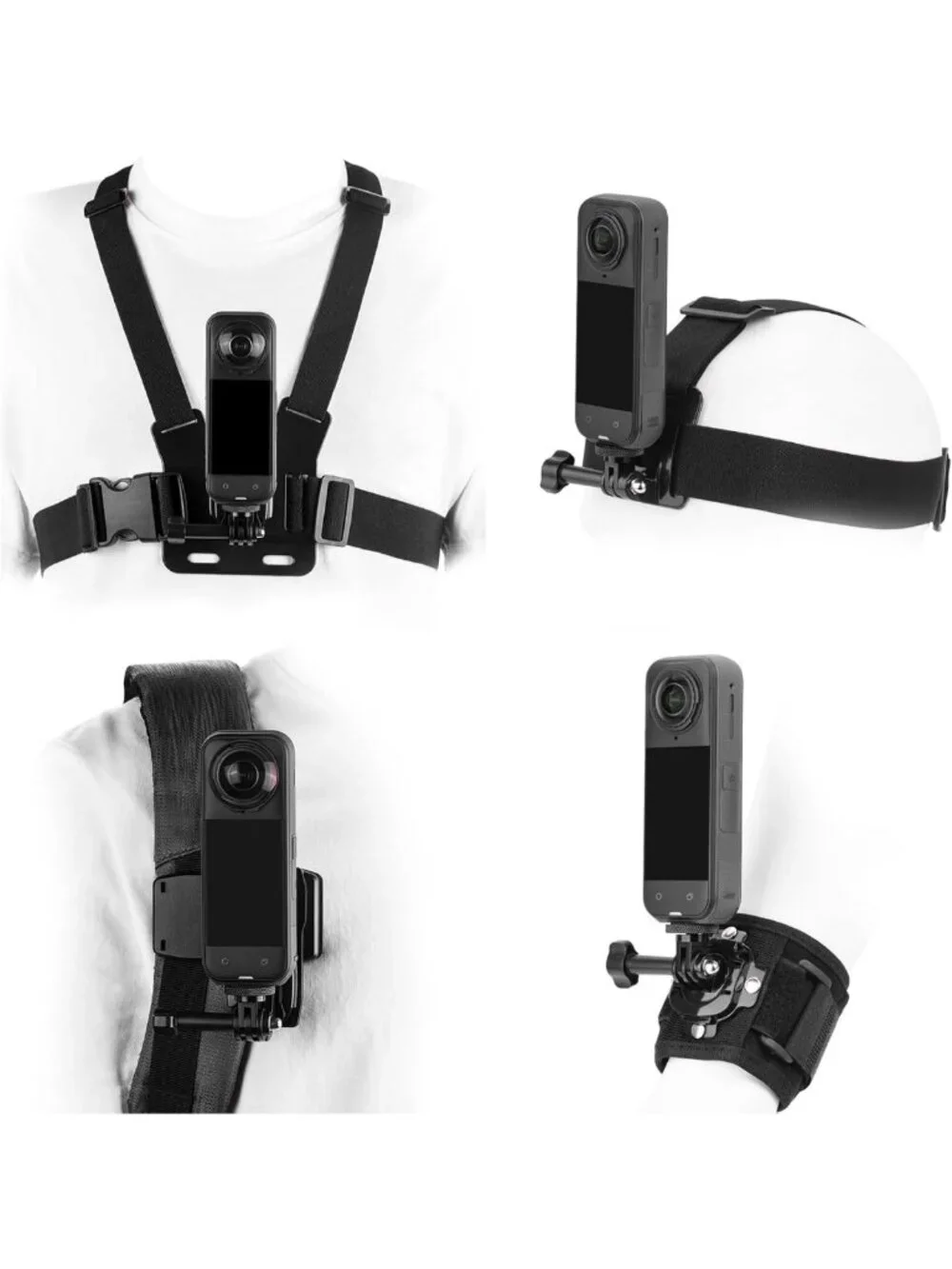 360° Rotating Accessory Kit for Insta 360 Cameras - Chest Mount, Head Strap